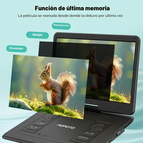 Vista 6 de POFOTO Reproductor de DVD portátil de 17.5 pulgadas con pantalla HD grande de 15.6 pulgadas, batería recargable de 6 horas, altavoces duales, libre