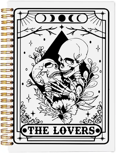 Vista 6 de Cuaderno gótico en espiral, diario gótico para parejas, cuaderno gótico para mujeres y hombres escritura, cuaderno de espiral para parejas de 8.3 x