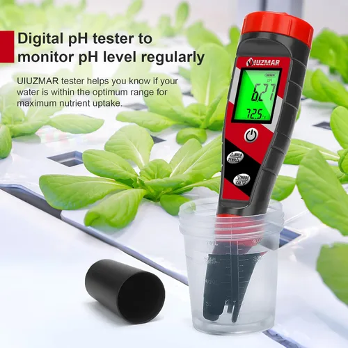 Vista 3 de UIUZMAR Medidor digital de pH Medidor de pH TDS EC para solución hidropónica Medidor de pH y EC con pantalla LCD Probador de agua TDS Medidor de pH