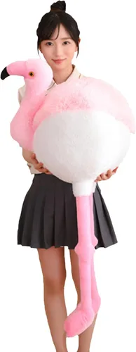 Vista 10 de Peluche redondo suave de flamenco gordo para decoración del hogar, almohada de flamenco de peluche, regalo para niños o amantes (rosa, 19.7 pulgadas)