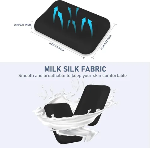 Vista 3 de Leolee Almohadillas ergonómicas negras con espuma viscoelástica y base antideslizante, para aliviar el dolor de codo y muñeca para computadora