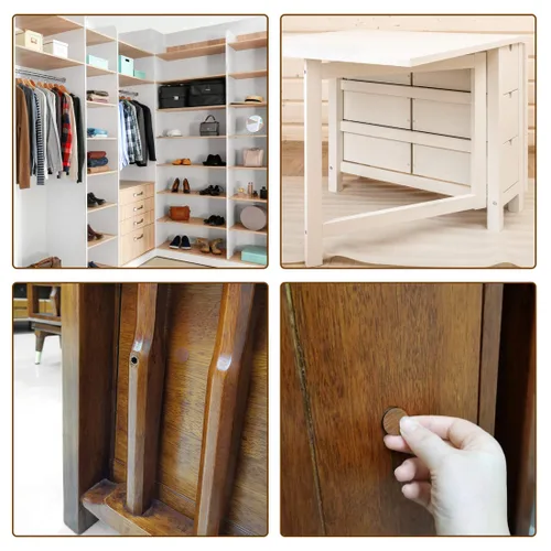Vista 5 de uxcell Calcomanías autoadhesivas de plástico texturizado para agujeros de tornillo, calcomanías autoadhesivas para muebles de madera, gabinetes