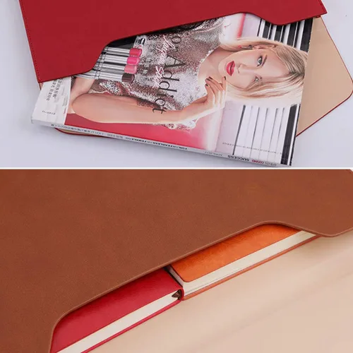 Vista 8 de Carpeta de archivos A4 de cuero PU Portafolio impermeable con cierre magnético invisible, color negro