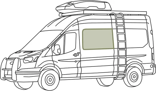 Vista 8 de Cubierta opaca aislante para ventana diseñada para Ford Transit alto/medio, borde de plástico completo de 130 pulgadas de longitud, ventana trasera