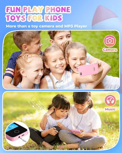 Vista 4 de Teléfono falso de juguete para niños, juguetes y regalos para niños de 3, 4, 5, 6, 7, 8 años, teléfono de juego de simulación con doble cámara