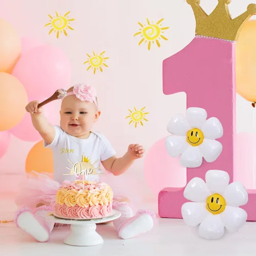 Vista 7 de Decoración para pastel de madera con temática de sol, decoración de fiesta de cumpleaños con temática de "You Are My Sunshine", tema de primer