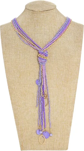 Vista 2 de COIRIS - Collar largo con cuentas de semillas, 10 collares largos con nudo de corbata para mujeres y niñas