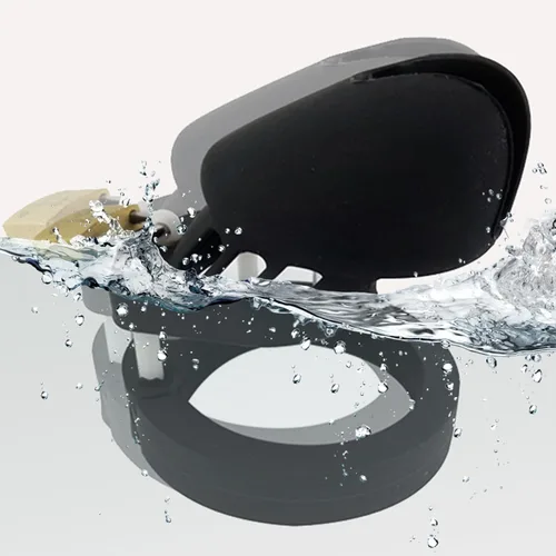 Vista 6 de Dispositivo de castidad masculino de silicona suave con 5 anillos, dispositivo de jaula de castidad masculina de color negro con cerradura y llave