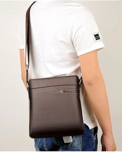 Vista 6 de Men's Leather Shoulder Bag, Men Purse Messenger Bag Business Shoulder Bag Crossbody Briefcase