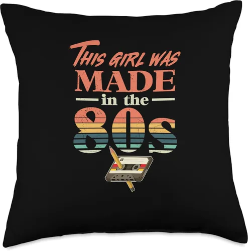 Vista 4 de This girl was made in the 80s music cassette 80s nostalgia Throw Pillow