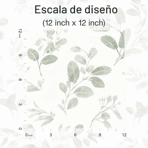 Vista 6 de RoomMates Dancing Leaves - Papel tapiz para despegar y pegar Verde/Blanco