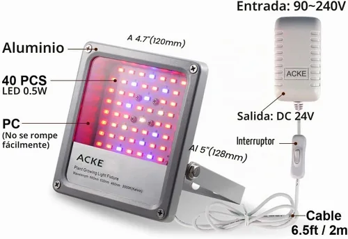 Vista 2 de ACKE Luces LED de Crecimiento de Espectro Completo, Luces de Plantas, Lámparas de Cultivo 12W para Plantas de Interior, Hidropónica