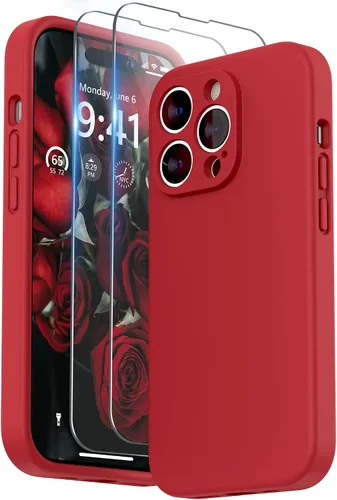 Vista 13 de SURPHY Funda diseñada para iPhone 14 Pro con protector de pantalla, (protección de cámara y forro de microfibra suave), funda de silicona líquida