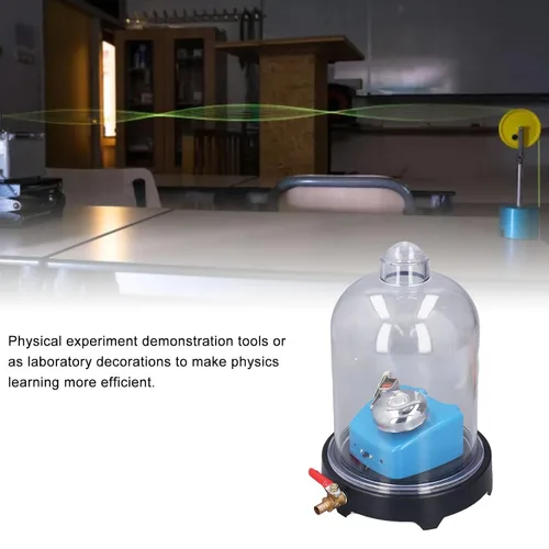 Vista 3 de Tarro de vacío con base, cámara de vacío, tarro de plástico de laboratorio para experimento de propagación de sonido, herramienta educativa
