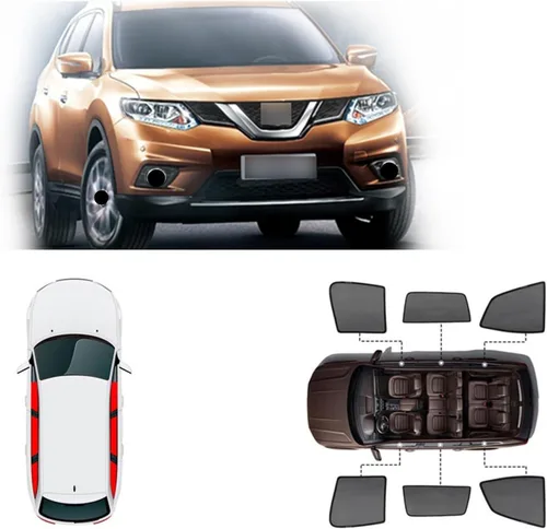 Vista 2 de Parasol magnético para ventanas laterales, protección UV, bloqueo de rayos, visera de malla compatible con Nissan X-Trail 2014-2018