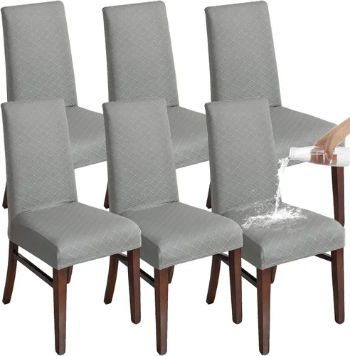 Vista 8 de Fundas de silla para comedor Fundas de jacquard impermeables (negro, 2 piezas) Las fundas de jacquard elásticas impermeables refrescan las sillas