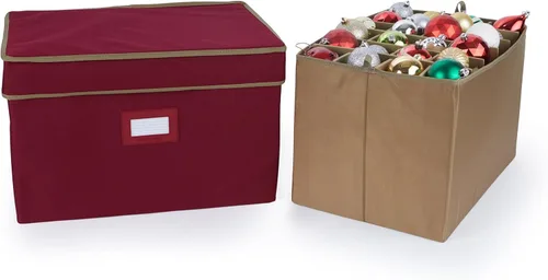 Vista 13 de Covermates Keepsakes – Caja de almacenamiento ajustable de 72 piezas – Capacidad para adornos de 4 pulgadas – Resistente – Asas – apilables