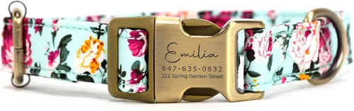 Vista 17 de Collar de perro personalizado con nombre y número de teléfono grabado, collar ajustable personalizado para cachorros, collar de algodón orgánico