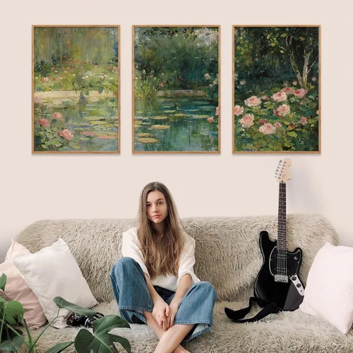 Vista 255 de FWIEXA Juego de Arte de Lienzo Bohemio Enmarcado para Pared, Cuadros Botánicos Verde Salvia Decoración de Pared, Impresiones de Arte de Plantas