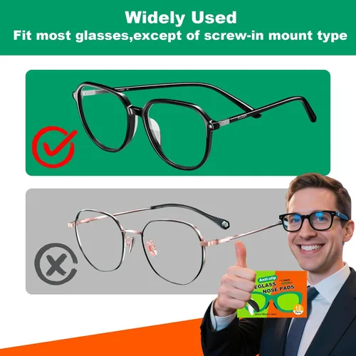 Vista 5 de Almohadillas nasales para lentes – 0.069 pulgadas de silicona ultrafina antideslizante agarre adherente, almohadillas de repuesto antideslizantes