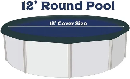 Vista 3 de Cubierta de piscina de invierno de lujo para piscinas redondas de 12 pies sobre el suelo Azul/Negro Fácil de instalar, protección UV y duradera