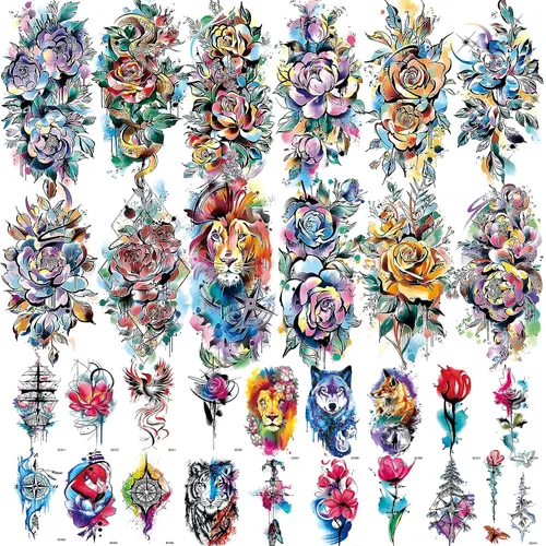 Vista 9 de Tatuajes temporales de personajes chinos, más de 50 diseños, tatuajes de letras negras de Pascua, palabra realista de larga duración, impermeable