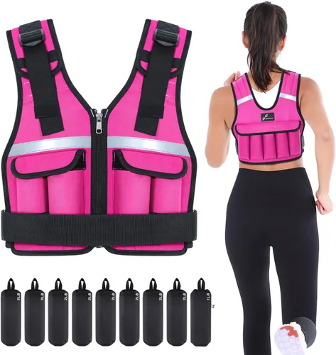 Vista 14 de Sportneer Chaleco con Peso Ajustable Pesos: 2-18 lbs/2-40 lbs Chaleco de Peso Lavable para Caminar 16 en 1 Chaleco de Ajuste Rápido para Rucking