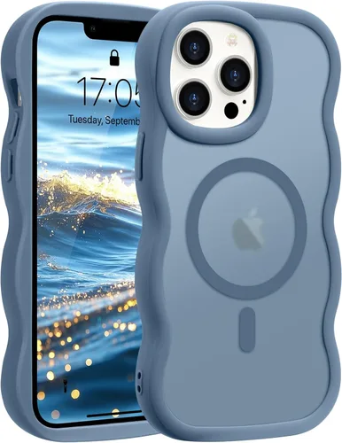 Vista 50 de Pepmune - Funda para iPhone 12 Pro Max con marco ondulado y estructura rígida, color mate claro, cubierta trasera unisex, compatible con Magsafe