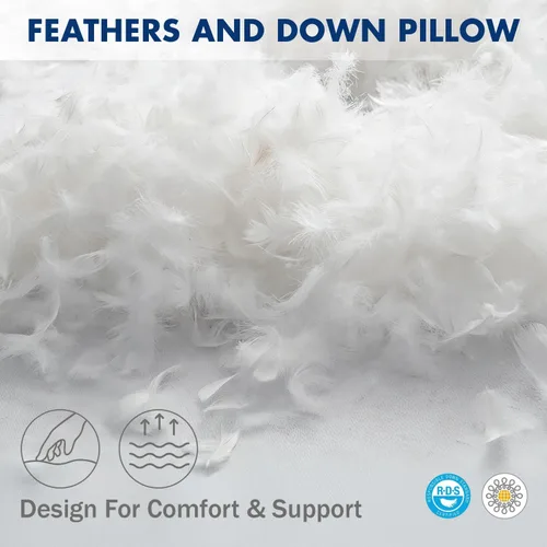 Vista 2 de MIULEE - Relleno de almohada de 12x16 pulgadas con plumas y plumón, almohada esponjosa y cómoda con tela de algodón para cama, sofá y sillón
