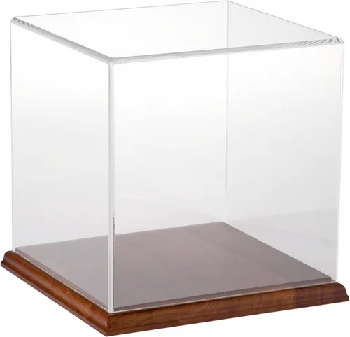Vista 5 de Plymor Vitrina de acrílico transparente con base negra, 8" x 8" x 8