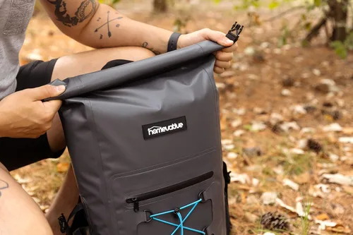 Vista 7 de Homevative Mochila seca impermeable, parte superior enrollable con bolsillos interiores, gris