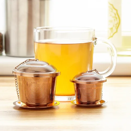 Vista 5 de Oro rosa - Infusor de té + cuchara de té mediana