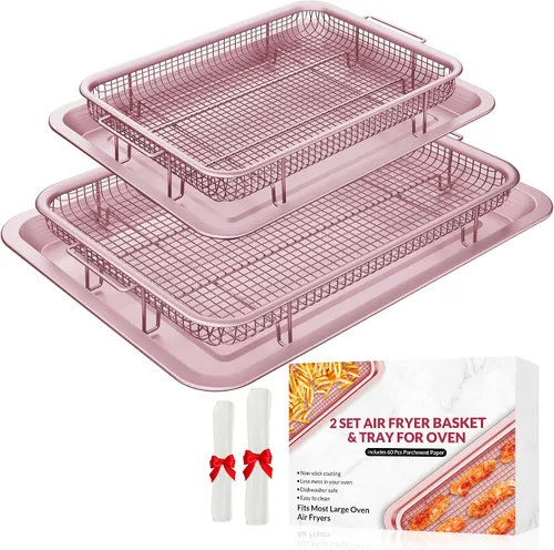 Vista 8 de OPENICE Air Fryer Basket for Oven with Magnetic Cheat Sheet, Set of 2