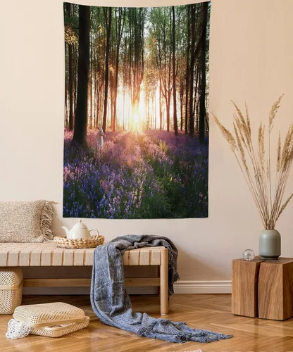 Vista 11 de Ambesonne colección de decoración del hogar, tapices de pared para recámara, sala de estar, recámara, multicolor 2-Verde oscuro Arena Marrón