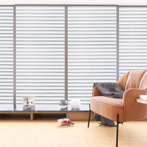 Vista 5 de Película para ventana con patrón de persianas, película de privacidad esmerilada para ventana, calcomanías decorativas de vinilo para ventana