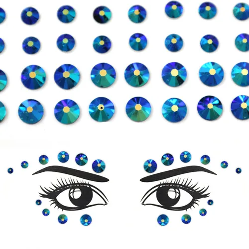 Vista 9 de Pegatinas de diamantes de imitación de acrílico autoadhesivas para maquillaje de rostro, cara y rostro, gemas para mujeres, accesorios de festival