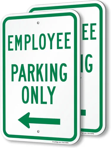 Vista 10 de SmartSign Letrero de metal "Employee Parking Only" de 18 x 12 pulgadas con flecha derecha, aluminio laminado inoxidable de 63 mil, verde y blanco