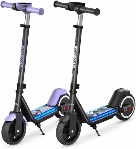 Vista 13 de ECOROAD EK6 Kids Electric Scooter for 6-12 3/6/10mph 6.5" Solid Tires Púrpura