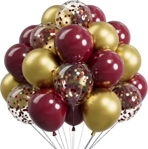 Vista 10 de Globos metálicos negros y dorados de 12 pulgadas, 73 globos de látex con confeti dorado y negro, juego de globos de helio brillantes para fiestas
