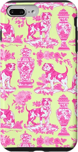 Vista 12 de Chinoiserie Dog Yellow Pink Toile Preppy Grandmillennial Case for iPhone 16