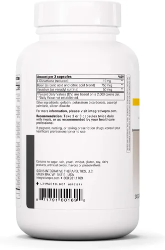 Vista 3 de Integrative Therapeutics - Multiplex-1 - Sin Hierro - Suplemento Multivitamínico y Mineral Diario Hipoalergénico - 240 Cápsulas