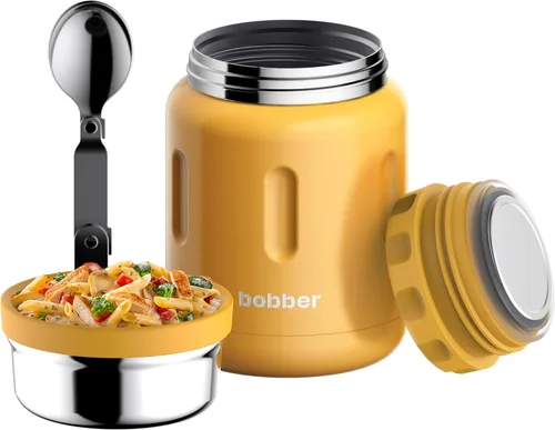 Vista 18 de BOBBER Tarro de alimentos aislado de acero inoxidable de 16 oz con boca extra ancha, cuchara y tazón integrados, mantiene el calor durante 10 horas