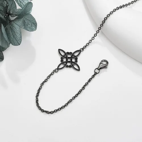 Vista 3 de YAFEINI Pulsera de nudo de brujas de plata de ley, pulsera de nudo de bruja celta, joyería para mujeres y niñas, Plata de ley