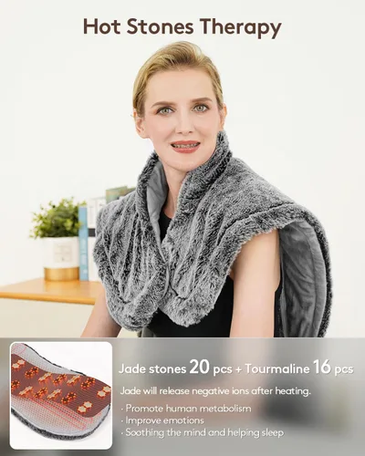 Vista 4 de UTK Almohadillas térmicas de infrarrojos lejanos para cuello, hombros y espalda para aliviar el dolor, lo suficientemente caliente, regalo