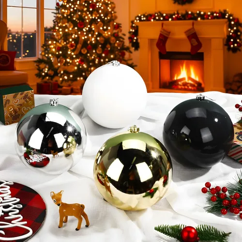 Vista 3 de Zubebe 4 unidades de esferas de adornos de Navidad extra grandes de 8" (200 mm) de plástico de grado comercial gigantes sobredimensionadas