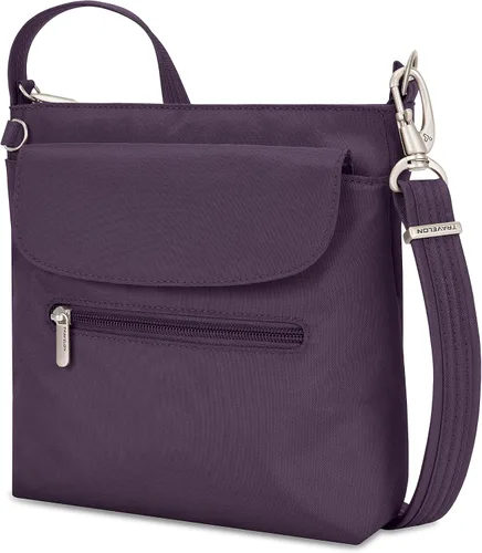 Vista 3 de Travelon - Mini bolsa clásica de hombro antirrobo, Púrpura), 42459-150