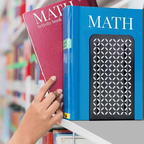 Vista 7 de Acrimet Sujetalibros para estantes, soporte antideslizante para libros, extremos de metal de acero resistente para el hogar, biblioteca, 6 7/8