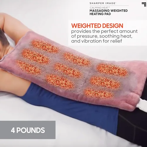 Vista 3 de Sharper Image - Almohadilla térmica con peso para masaje de calor calmante Ajustes de temperatura, función de apagado automático, regalo