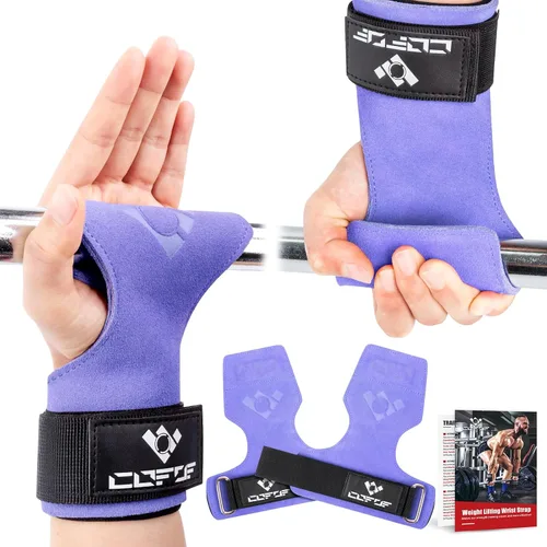 Vista 10 de Correa de muñeca de levantamiento de pesas, cuero de doble capa para Azul