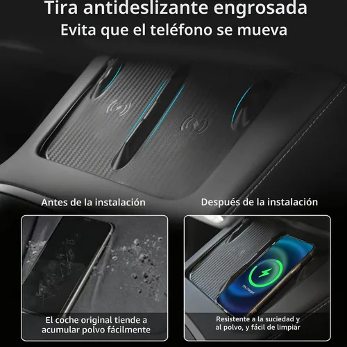 Vista 4 de TOPABYTE - Consola central para accesorios Tesla Modelo Y Modelo 3, 3 unidades, color negro Cup Holder Insert, Screen Edge Protector Frame